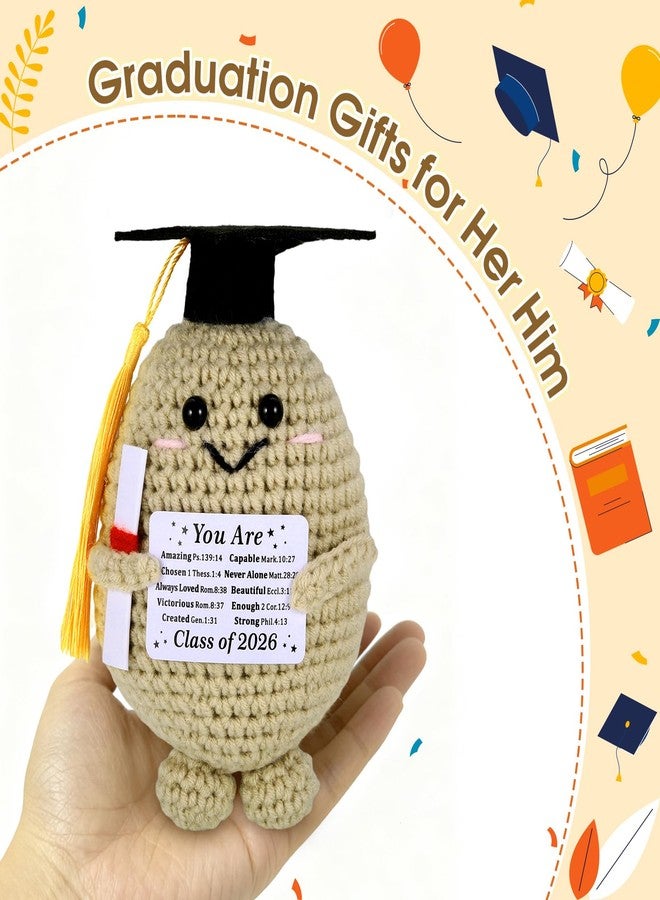 FOOZDEEVAAQ 2026 Graduation Gift for Her Him Positive Potato Graduation Crochet Doll Handmade Class of 2026 Senior 2026 Gifts for Boys Girls Religious College Grad for Daughter Son Best Gift for High School - Image 2
