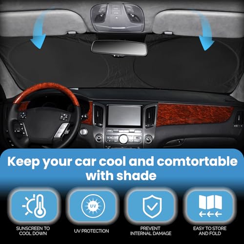 INSAUTO Sunshade Sun Shade for 2018-2024 2025 Jeep Wrangler JL JLu JK JKU Windshield Cover Custom Fit 2020-2025 2026 Jeep Gladiator Front Window Shields Protector 210T Reflective Blocks UV Rays Keep Cool - Image 2
