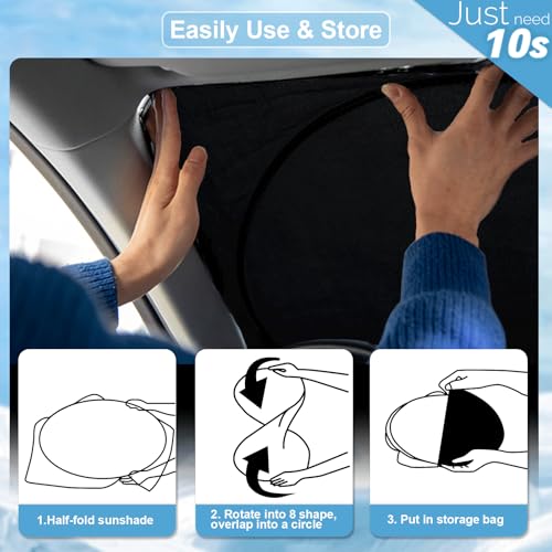 INSAUTO Sunshade Sun Shade for 2018-2024 2025 Jeep Wrangler JL JLu JK JKU Windshield Cover Custom Fit 2020-2025 2026 Jeep Gladiator Front Window Shields Protector 210T Reflective Blocks UV Rays Keep Cool - Image 4