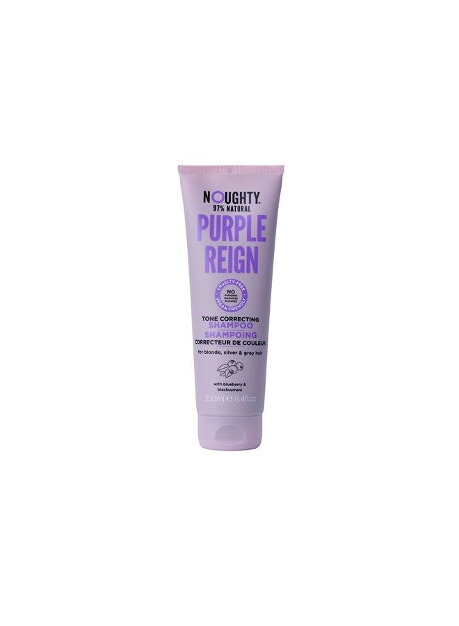 NOUGHTY 97% Natural Purple Reign Tone Correcting Shampoo for Blonde, Grey or Silver Hair to Banish Brassy Tones with Blueberry and Blackcurrant, Sulphate Free Vegan Haircare, 250ml - Image 1