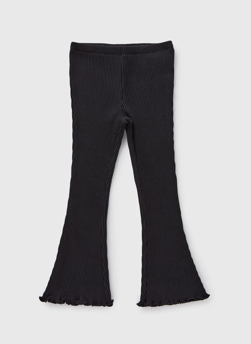 Matalan Black Ribbed Flare Leggings