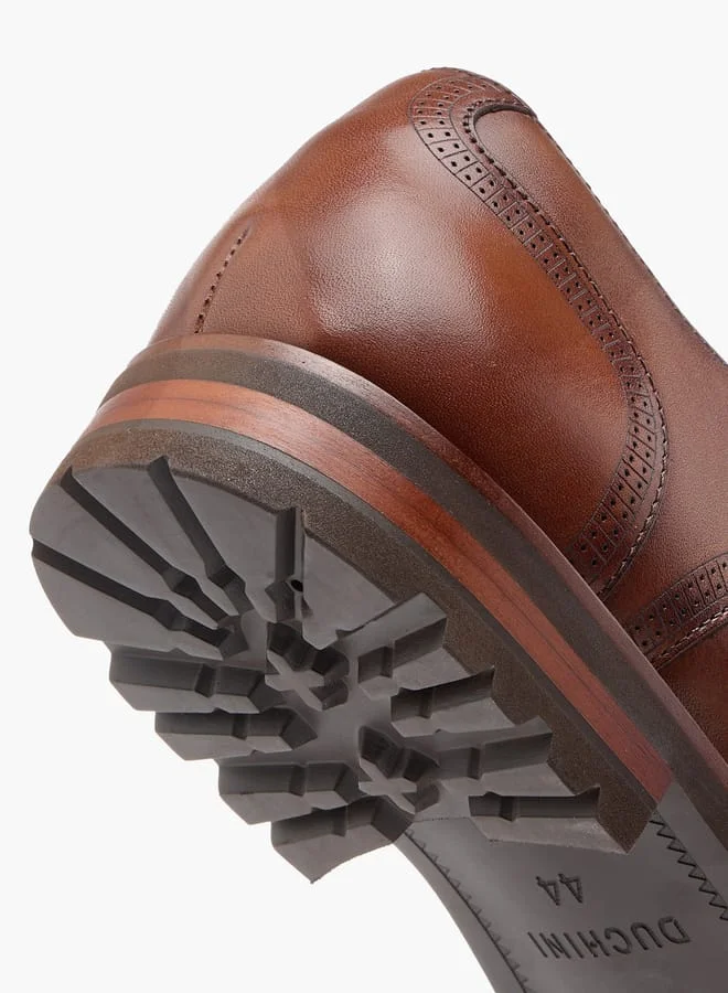 DUCHINI Men's Perforated Derby Shoes with Lace-Up Closure