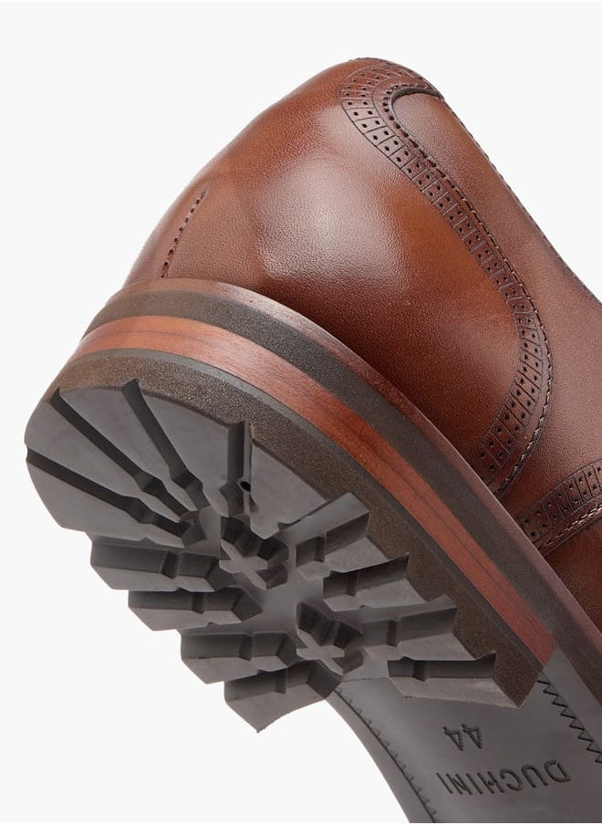Men's Perforated Derby Shoes with Lace-Up Closure