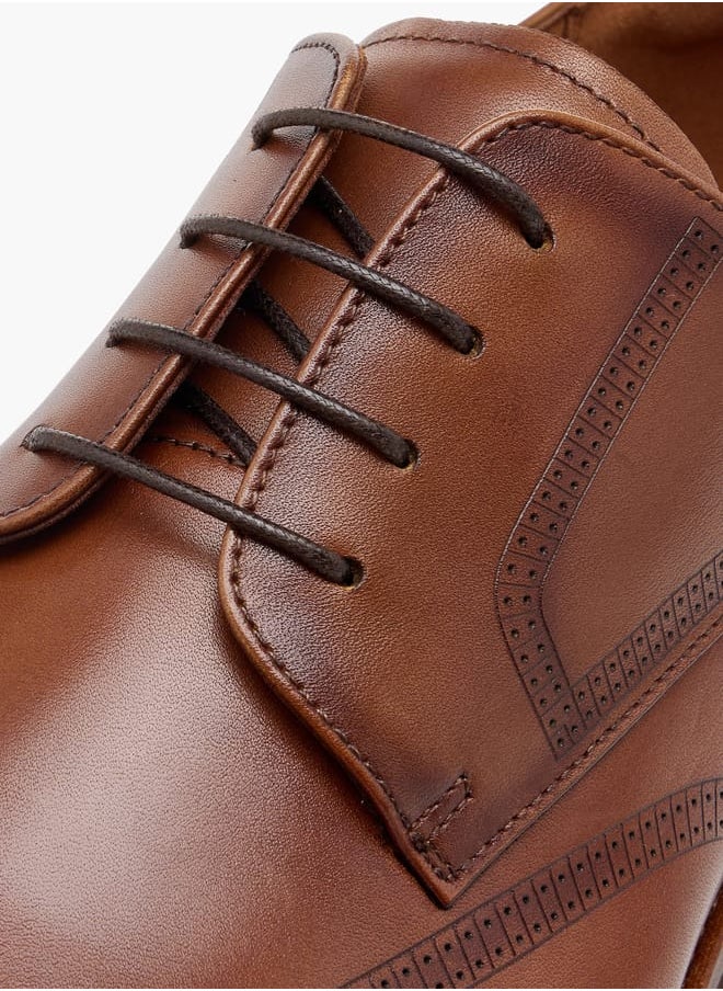 Men's Perforated Derby Shoes with Lace-Up Closure