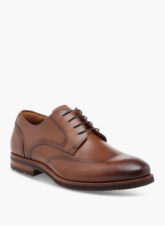 Men's Perforated Derby Shoes with Lace-Up Closure
