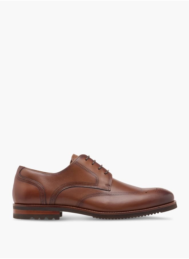Men's Perforated Derby Shoes with Lace-Up Closure