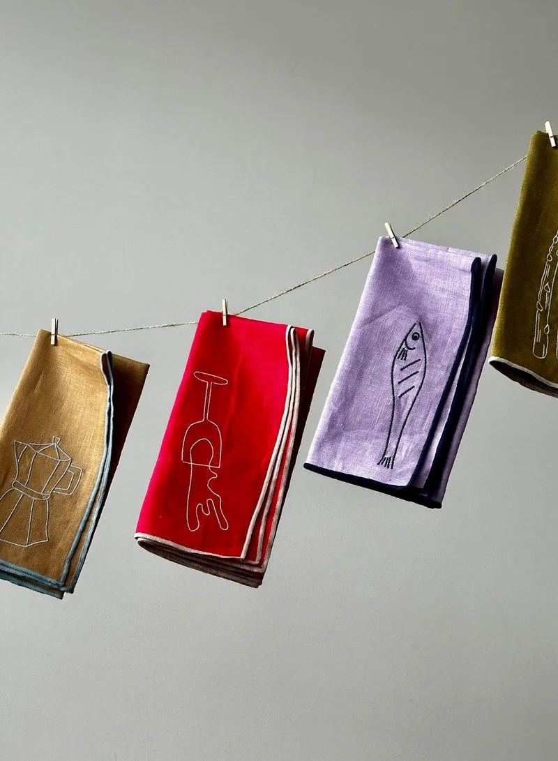 Maegen Embroidered Napkins -Espresso All Day