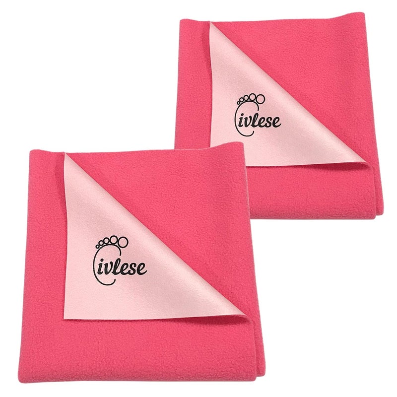 IVLESE Waterproof & Washable Baby Care Quick Dry Sheet (Medium Size, Salmon Rose Color, Pack of 2) - Image 1