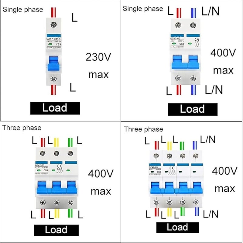 4P 6A AC Type 2P MCB Circuit Breaker 230V 400V Current Protector Overload Short - Image 3
