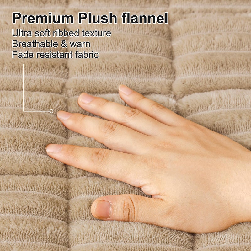Smiry Couch Cover for Dogs Washable, Non Slip Fuzzy Pet Couch Covers for 3 Cushion Sofa Pet Friendly, Thick Soft Sofa Slipcovers Cushion Protector (Khaki, 27.6" x 27.6") - Image 4