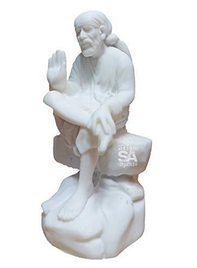 S A GIFTS Sai Amrut S A GIFTS Italian Marble Dust Ashirwad Hand Sirdi Sai Baba Idol/Murti for Home and Office Decor/Used in Pooja/Mandir (7.5 INCH) - Image 3