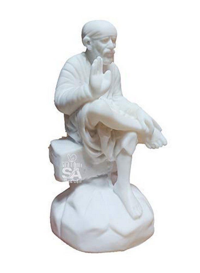 S A GIFTS Sai Amrut S A GIFTS Italian Marble Dust Ashirwad Hand Sirdi Sai Baba Idol/Murti for Home and Office Decor/Used in Pooja/Mandir (7.5 INCH) - Image 2