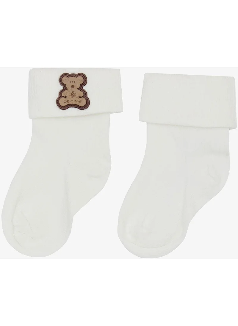 Katamino Baby Boy Sock Socks Teddy Bear Amalı 0-18 Months, Ecru