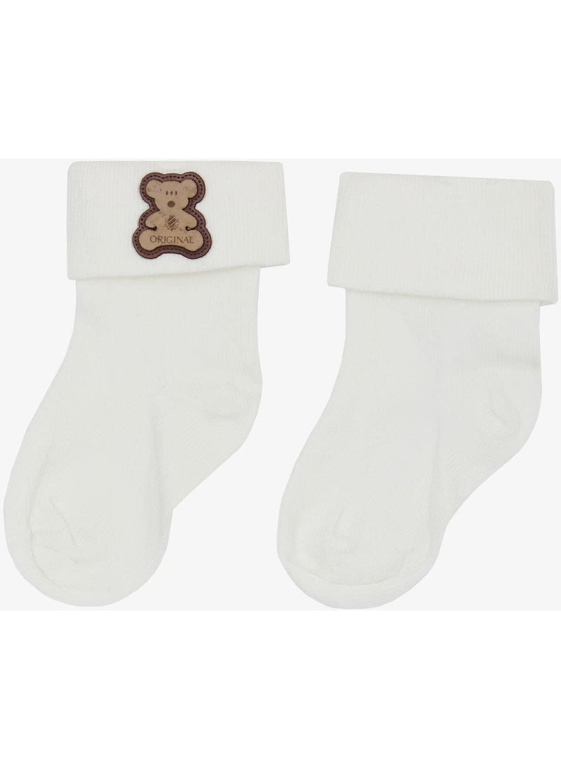 Katamino - Baby Boy Sock Socks Teddy Bear Amalı 0-18 Months, Ecru - Image 1