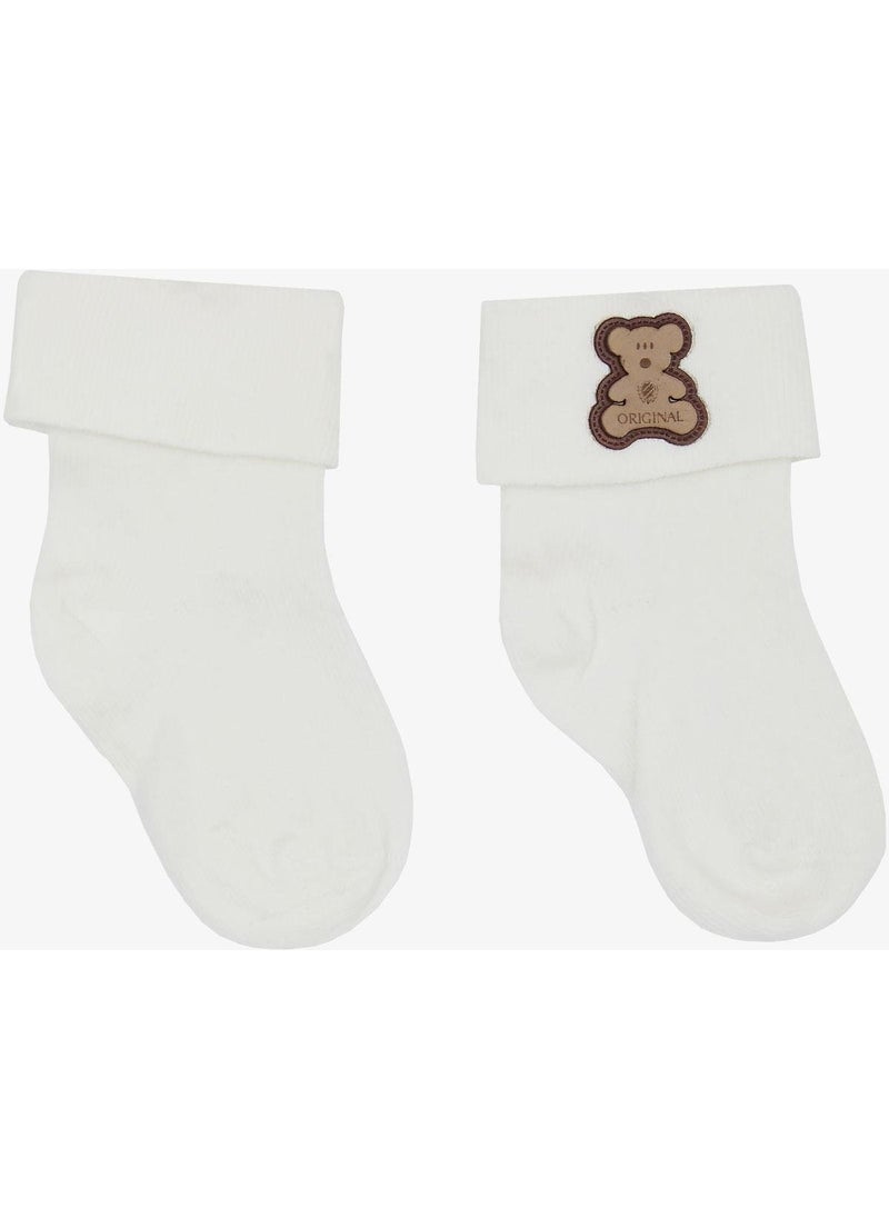 Katamino - Baby Boy Sock Socks Teddy Bear Amalı 0-18 Months, Ecru - Image 1