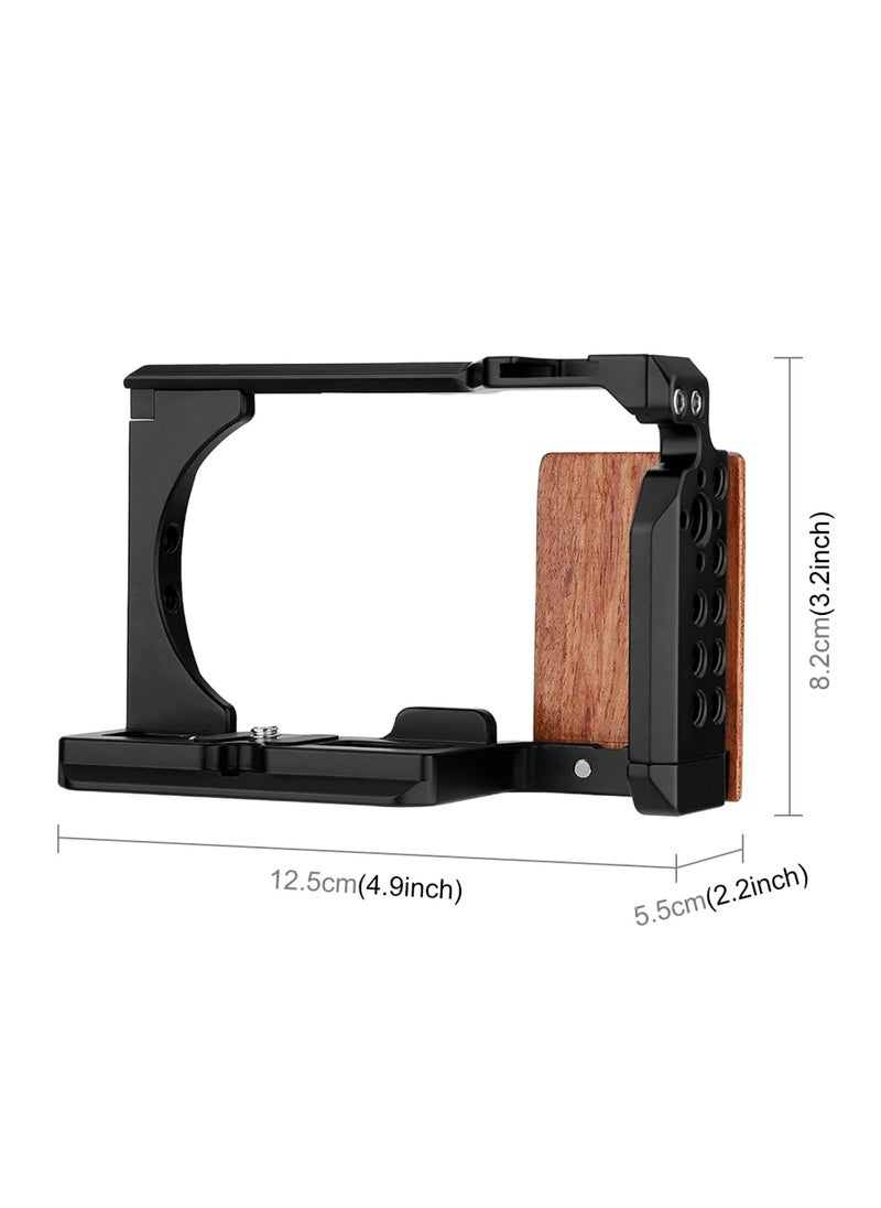 PULUZ For Sony ZV-E10 PULUZ Wood Handle Metal Camera Cage Stabilizer Rig  - Image 3
