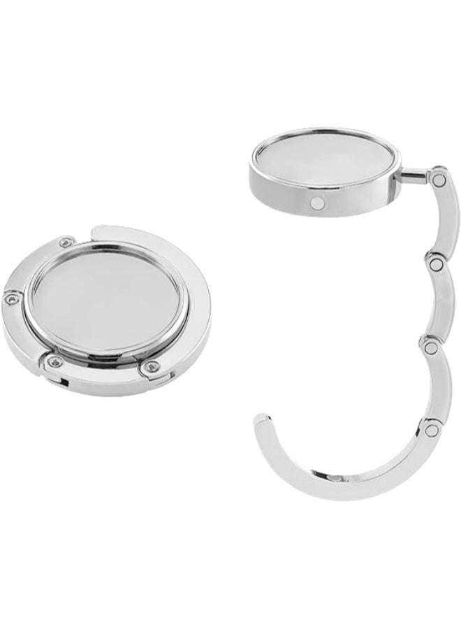 Convenient Folding Handbag Hooks for Tables -Portable Purse Hangers for Restaurants and Bars - Keep Your Bag Secure and Clean - Silver - Image 1