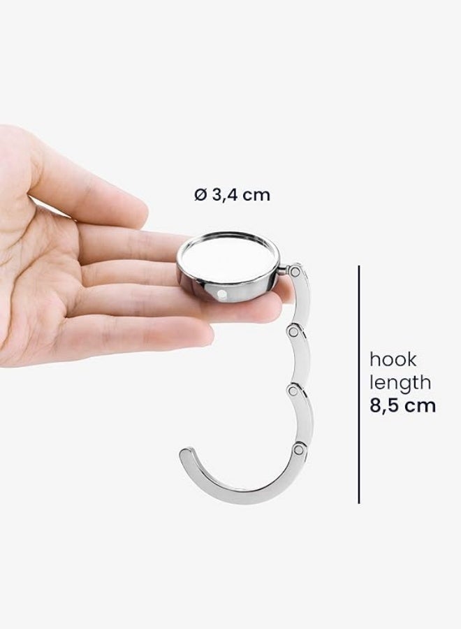 Convenient Folding Handbag Hooks for Tables -Portable Purse Hangers for Restaurants and Bars - Keep Your Bag Secure and Clean - Silver - Image 3