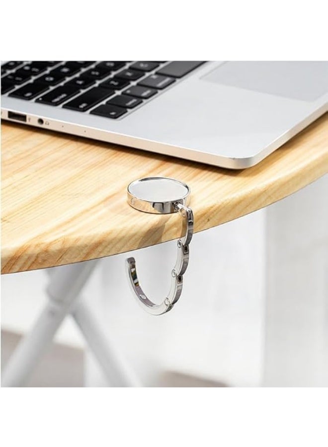 Convenient Folding Handbag Hooks for Tables -Portable Purse Hangers for Restaurants and Bars - Keep Your Bag Secure and Clean - Silver - Image 2