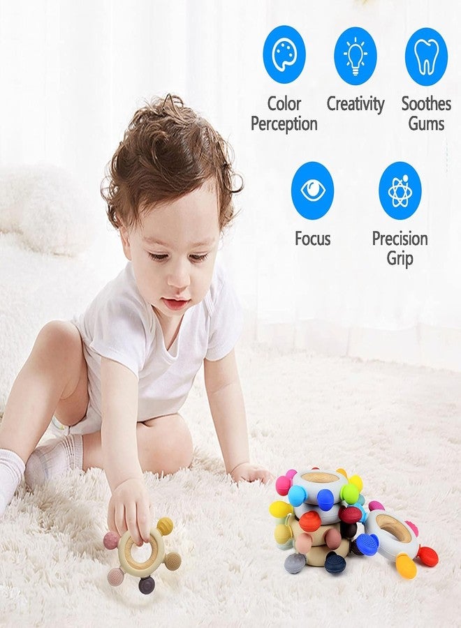 DHVYANT MART Silicone Baby Teething Toys | BPA Free Food Grade | Infant Wooden Teether | Play for Baby and Toddler | Textured Surface for Soothing Gums | Best Gift for Baby Girls & Boy | Pack of 1 - Image 3