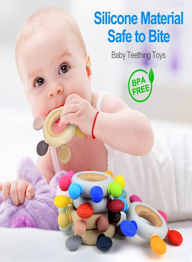 DHVYANT MART Silicone Baby Teething Toys | BPA Free Food Grade | Infant Wooden Teether | Play for Baby and Toddler | Textured Surface for Soothing Gums | Best Gift for Baby Girls & Boy | Pack of 1 - Image 2