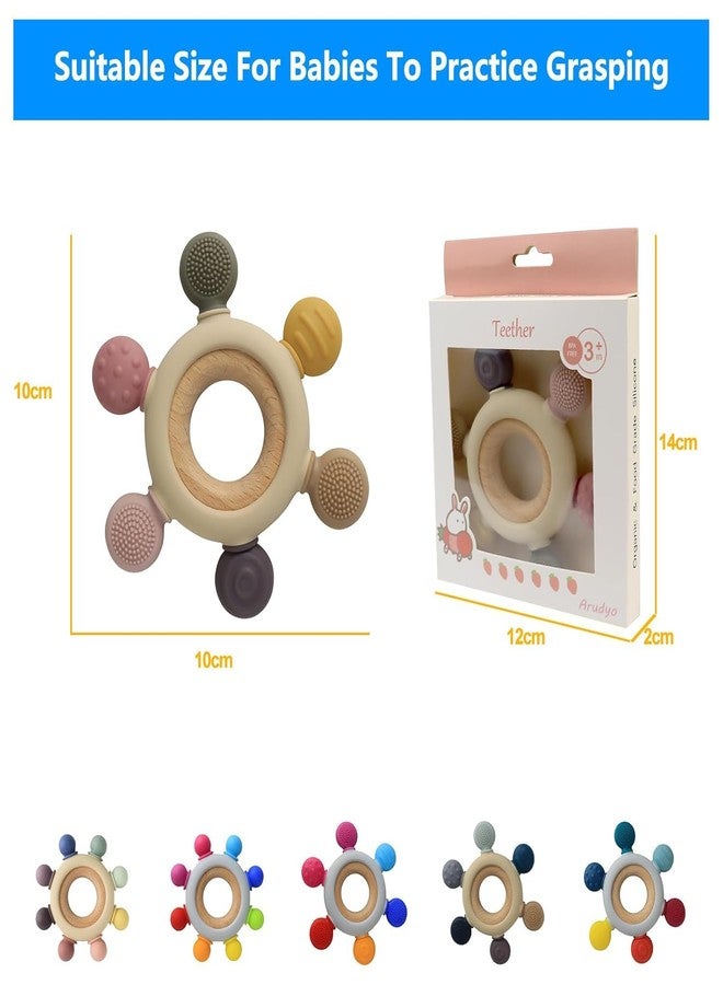 DHVYANT MART Silicone Baby Teething Toys | BPA Free Food Grade | Infant Wooden Teether | Play for Baby and Toddler | Textured Surface for Soothing Gums | Best Gift for Baby Girls & Boy | Pack of 1 - Image 5