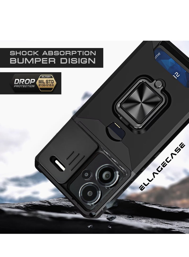 ELLAGECASE Impact-Resistant Case with Card Slot, Stand & Solid Camera Protection for Xiaomi Redmi Note 13 Pro Plus 5G – Includes Hidden Metal Plate  - Image 5