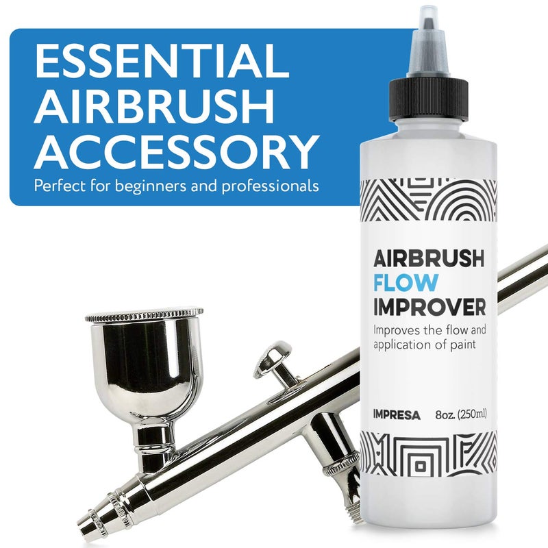 IMPRESA 8oz Airbrush Flow Improver Paint Set (250 ml) Reduce Clogs & Dry Needle Tips Made in USA - Image 5