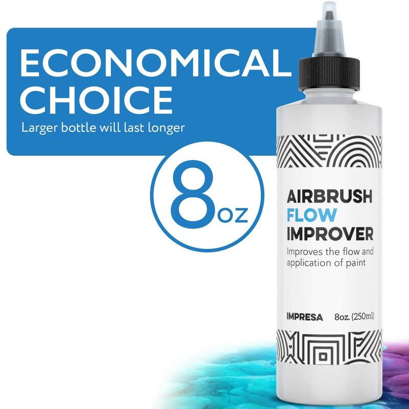 IMPRESA 8oz Airbrush Flow Improver Paint Set (250 ml) Reduce Clogs & Dry Needle Tips Made in USA - Image 3
