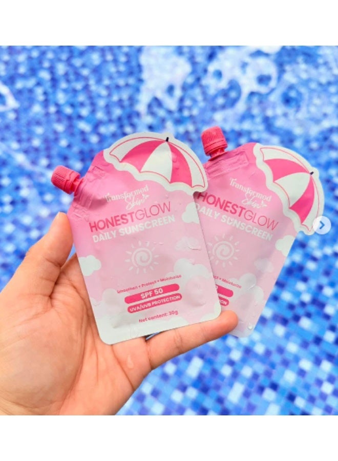 Transformed Skin Honest Glow Daily Sunscreen SPF 50 – UVA/UVB Protection, Lightweight Moisturizing Sunblock for All Skin Types, 30g - Image 3