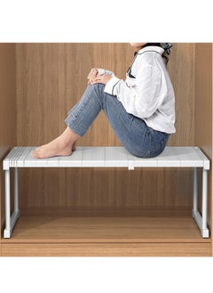 JOMILA Wardrobe Tension Rack and Rod Extendable Adjustable Storage Shelf Separator Cabinet Divider Wardrobe Shoe Wardrobe Organizer DIY Bedroom (42cm Wide, Adjustable Length 87-108cm)  - Image 5