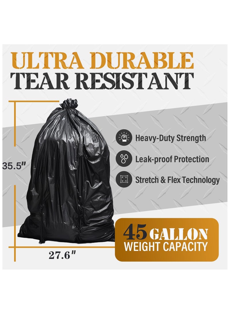 Sunspire Heavy Duty 50 Gallon Trash Bags - (Value Pack of 50) - 1.5 Mil Equivalent Industrial Strength Plastic 31.5" x 35.5" (Approx. 80 cm x 90 cm) for Contractors, Industrial, Home, Kitchen, Commercial, Yard, Lawn, Leaves - Image 2
