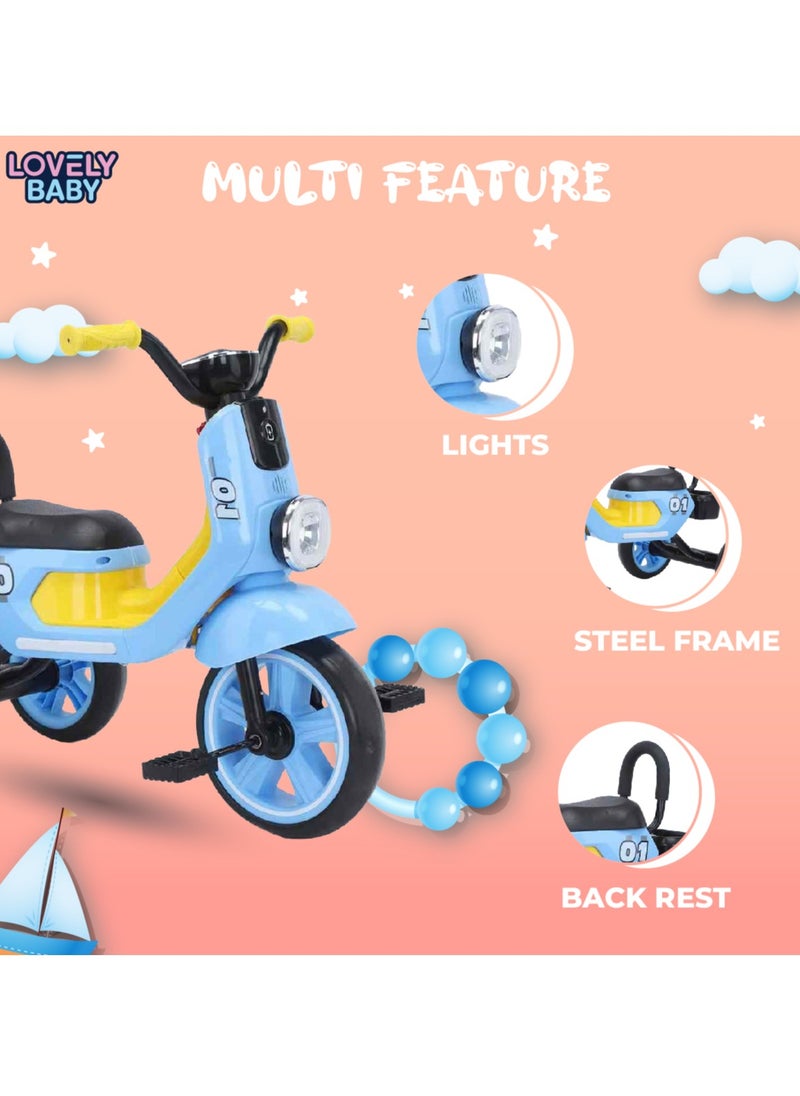 Lovely Baby Lovely Baby Kids/Children Tricycle LB 2280 with Music & Light, Steel Frame, EVA Wheels, Rear Basket, For The Ages 1-3 Years - Pink  - Image 3