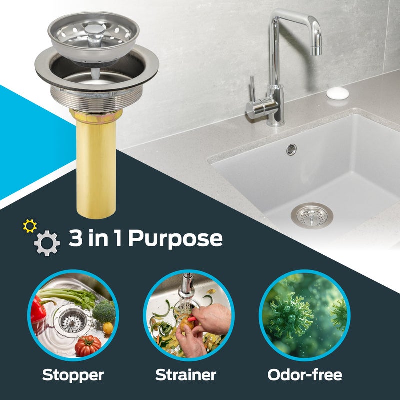 EZ-FLO Kitchen Sink Strainer with Tailpiece, Fits 3-1/2 to 4 Inch Openings, Stainless Steel, 30008 - Image 3