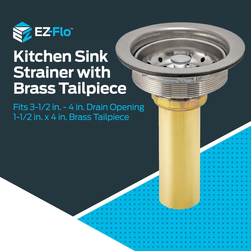 EZ-FLO Kitchen Sink Strainer with Tailpiece, Fits 3-1/2 to 4 Inch Openings, Stainless Steel, 30008 - Image 2