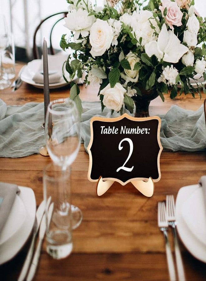 OFIFO®10Pcs Small Chalkboard Sign with Wooden Stands, 2 Designs, Fancy Wooden Frame Writable Mini Chalkboard Displaying Boards with 10 Replacement Writing Stickers, 10x7.5cm - Image 4