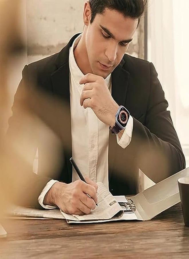 سوار كونافي متوافق مع ساعة أبل ألترا 2/1 بمقاسات 49 مم، 45 مم، 44 مم، 42 مم، 41 مم، 40 مم، 38 مم، سلسلة 9/8/SE/7/6/5/4/3/2، سوار جلدي كلاسيكي لساعة أبل للرجال والنساء (أسود، 44 مم/45 مم/46 مم/49 مم/42 مم - سلسلة - Image 4