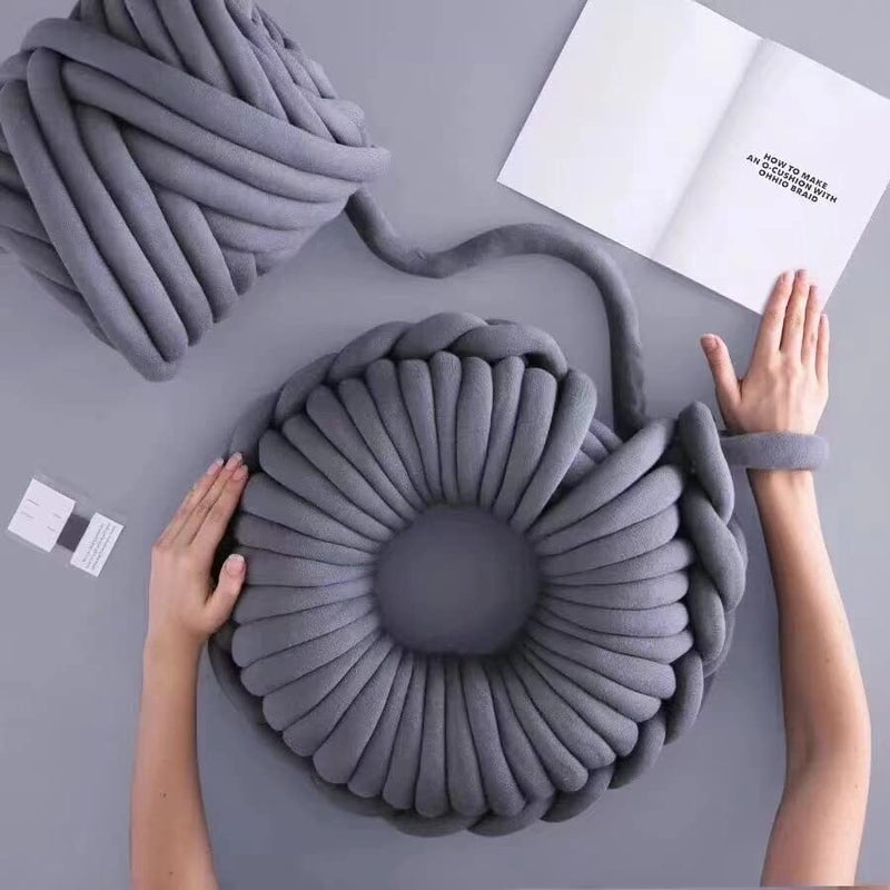 vrawas Arm Knitting Yarn for Chunky Yarn Giant Tubular Crochet Making Blanket DIY,Hand Knitting Braided Knot Throw Washable Tube Bulky for Weave Craft Crochet(Darkgray, 0.55lb) - Image 2