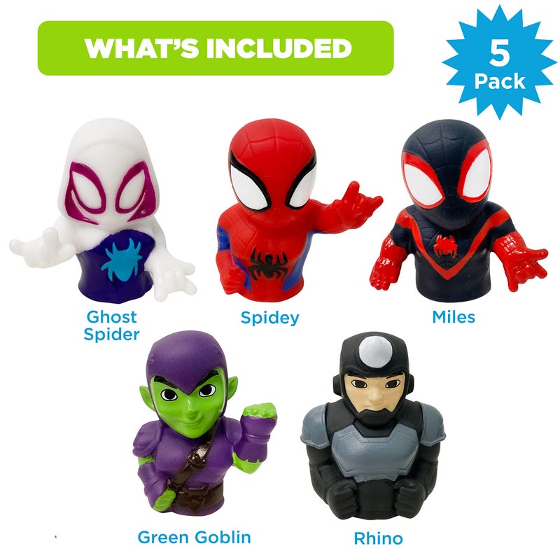 Ginsey Spidey and His Amazing Friends 5 Piece Finger Puppet Set - Bath Toys, Party Favors, 1.0 Count, 0.145 pounds - Image 2