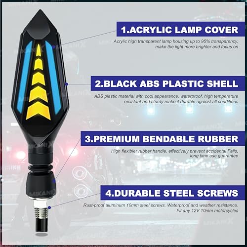 OBEROI'S TRADERS Universal Yellow/Blue LED Running Light DRL Bike Turn Signal Indicator Lamp Universal for Motorbikes (Pack of 2) - Image 4