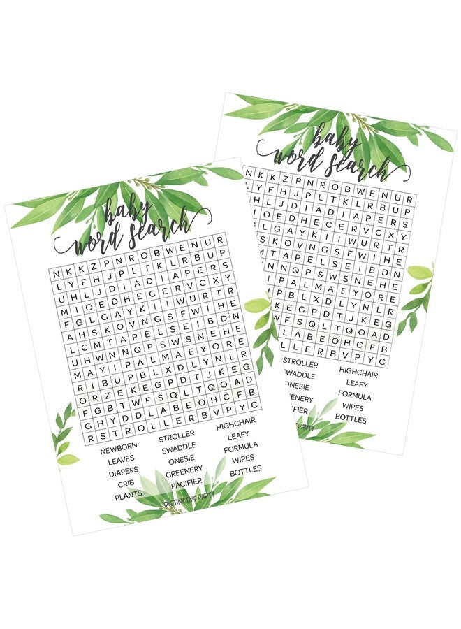 دسكتيكتفز لعبة البحث عن الكلمات لحفل استقبال المولود باللون الأخضر - بطاقات لـ 20 لاعبًا - Image 1