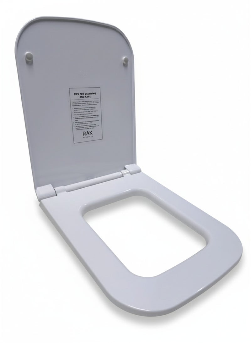 RAK Ceramics RAK-Metropolitan Slim Normal Close Seat Cover with Quick Release |Durable ABS Material Quiet Close Toilet Seat Cover (Rounded Rectangle) (MP05NCQRAWHA) (Rak Metropolitan Normal Close) - Image 1