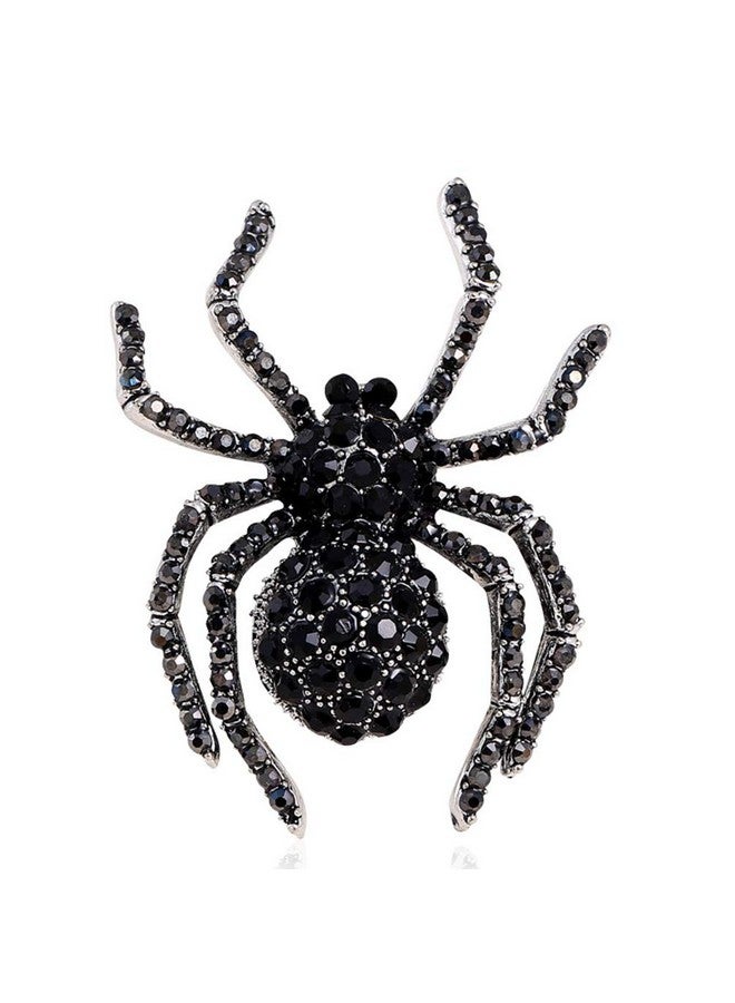 SELOVO Black Spider Crystal Rhinestone Gothic Brooch Pin - Image 1