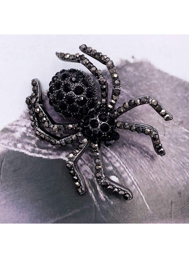 SELOVO Black Spider Crystal Rhinestone Gothic Brooch Pin - Image 4