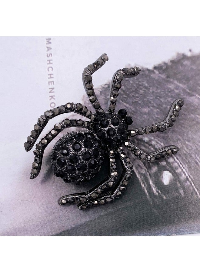 SELOVO Black Spider Crystal Rhinestone Gothic Brooch Pin - Image 2