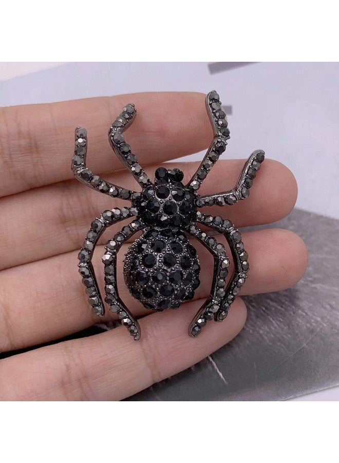 SELOVO Black Spider Crystal Rhinestone Gothic Brooch Pin - Image 3