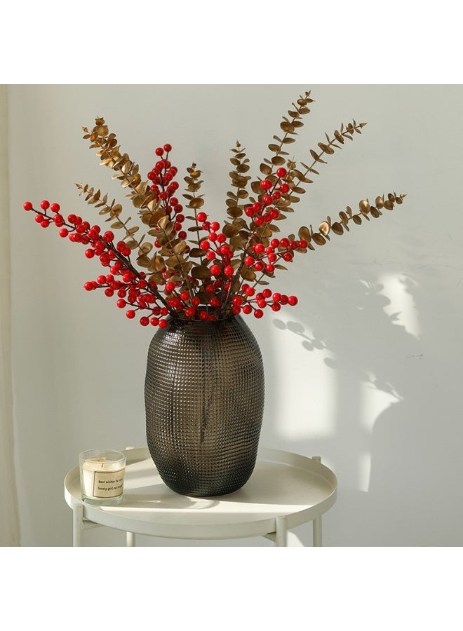 مزهرية زجاجية للزهور للديكور المنزلي، مزهرية زجاجية حديثة مصنوعة يدويًا للديكور المنزلي أو حفلات الزفاف أو غرفة المعيشة أو ديكور المنزل أو المكتب (رمادي) - Image 3