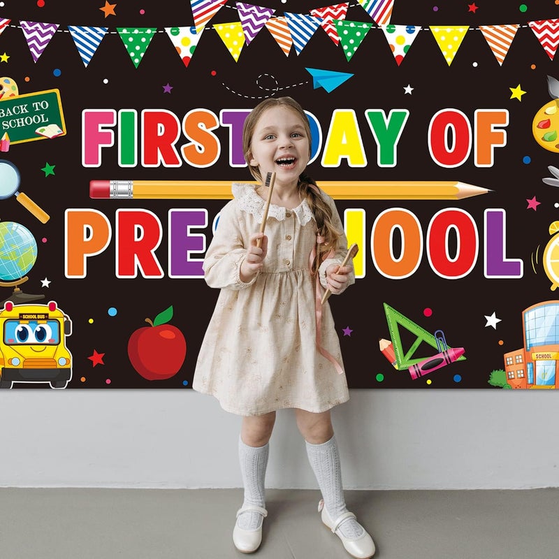 ARS Back to School Banner Backdrop, First Day of School Welcome Photography Background, Reusable School Party Decorations Banner for Teachers, Students, Classroom, Kindergarten & School Events - Image 2