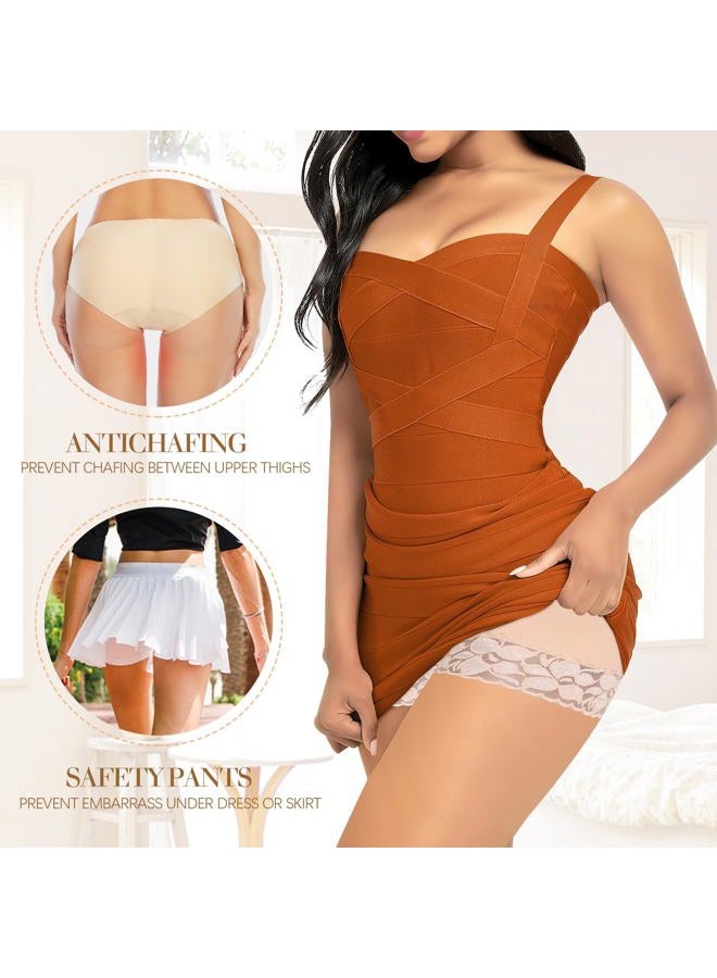 Werena Slip Shorts for Under Dresses Women Anti Chafing Underwear Seamless Boyshorts Panties Lace Under Shorts, #1 Nude, S - Image 4