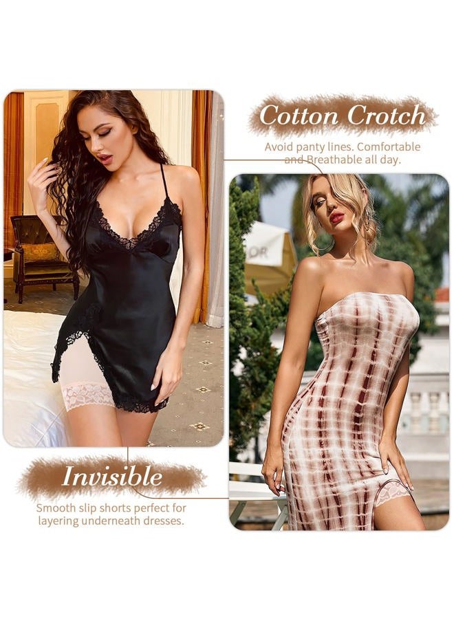 Werena Slip Shorts for Under Dresses Women Anti Chafing Underwear Seamless Boyshorts Panties Lace Under Shorts, #1 Nude, S - Image 5